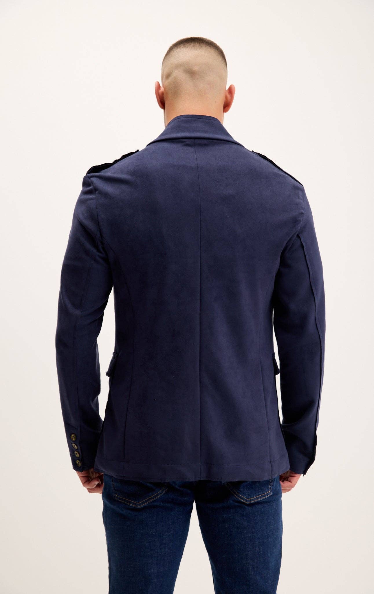 Men's Faux Suede Safari Jacket - Navy for wholesale on Faire6