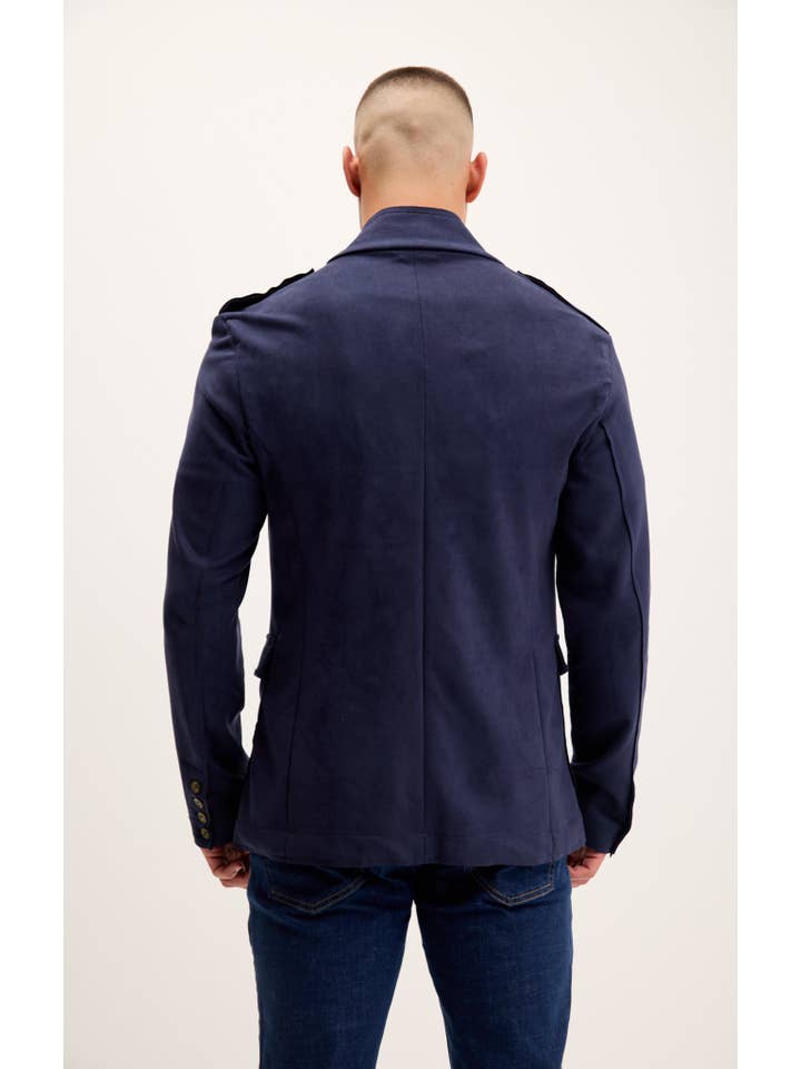 Men's Faux Suede Safari Jacket - Navy for wholesale on Faire6