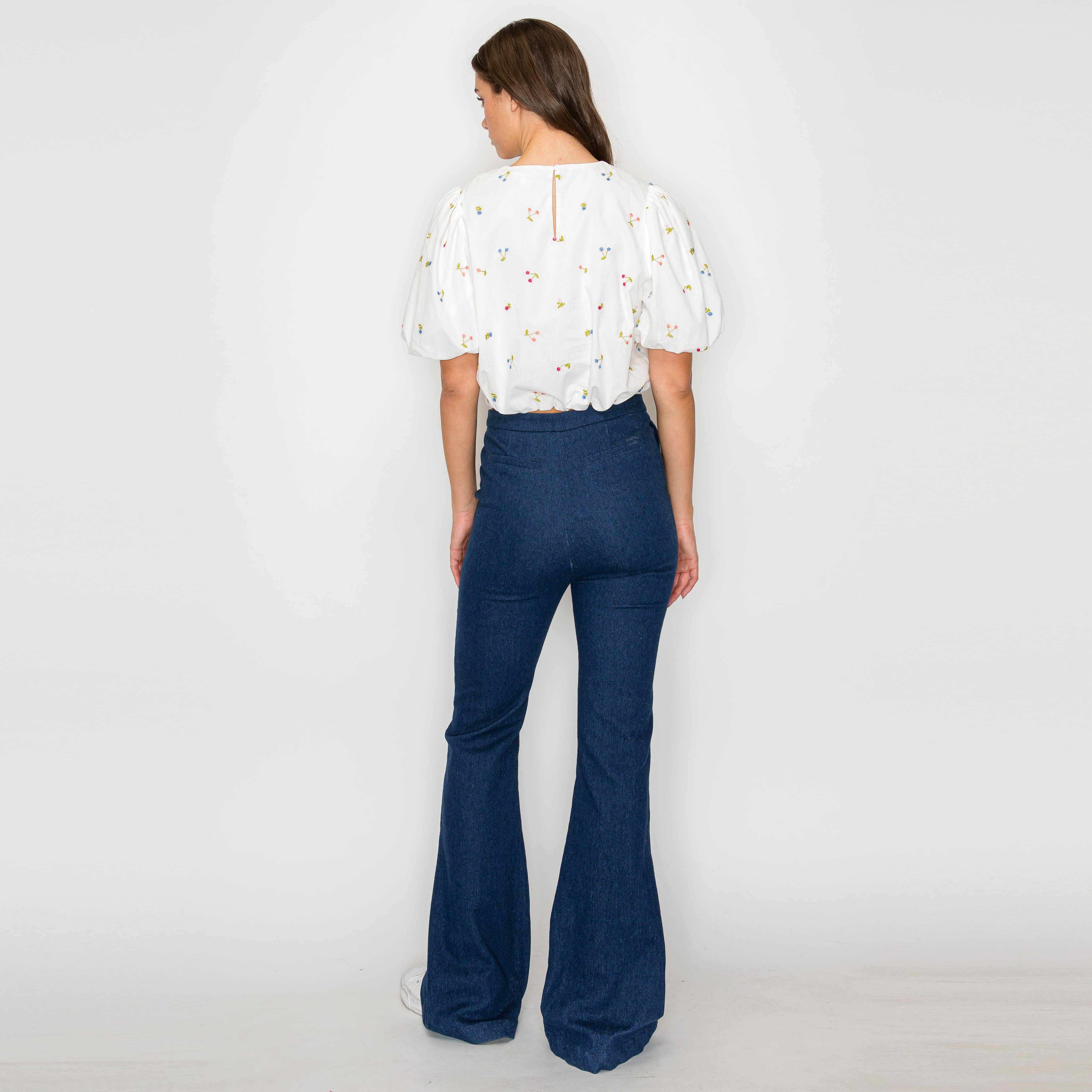 LoveWednesday - Wholesale Blouse - Women's - Cherry Cherry Cherry Crop Top With Bow - LWT19573