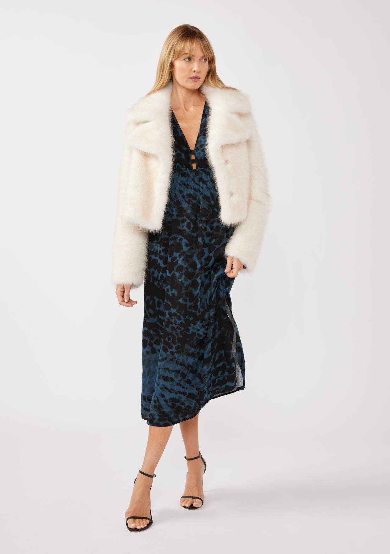 Midnight Black Short Sleeve Animal Print Maxi Dress for wholesale on Faire6