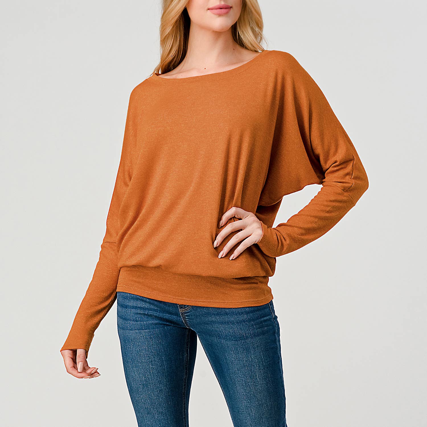 Heimious - Vente Haut en maille – femme - Haut en tricot Hacci à manches longues et col rond à manches Dolman, 270154