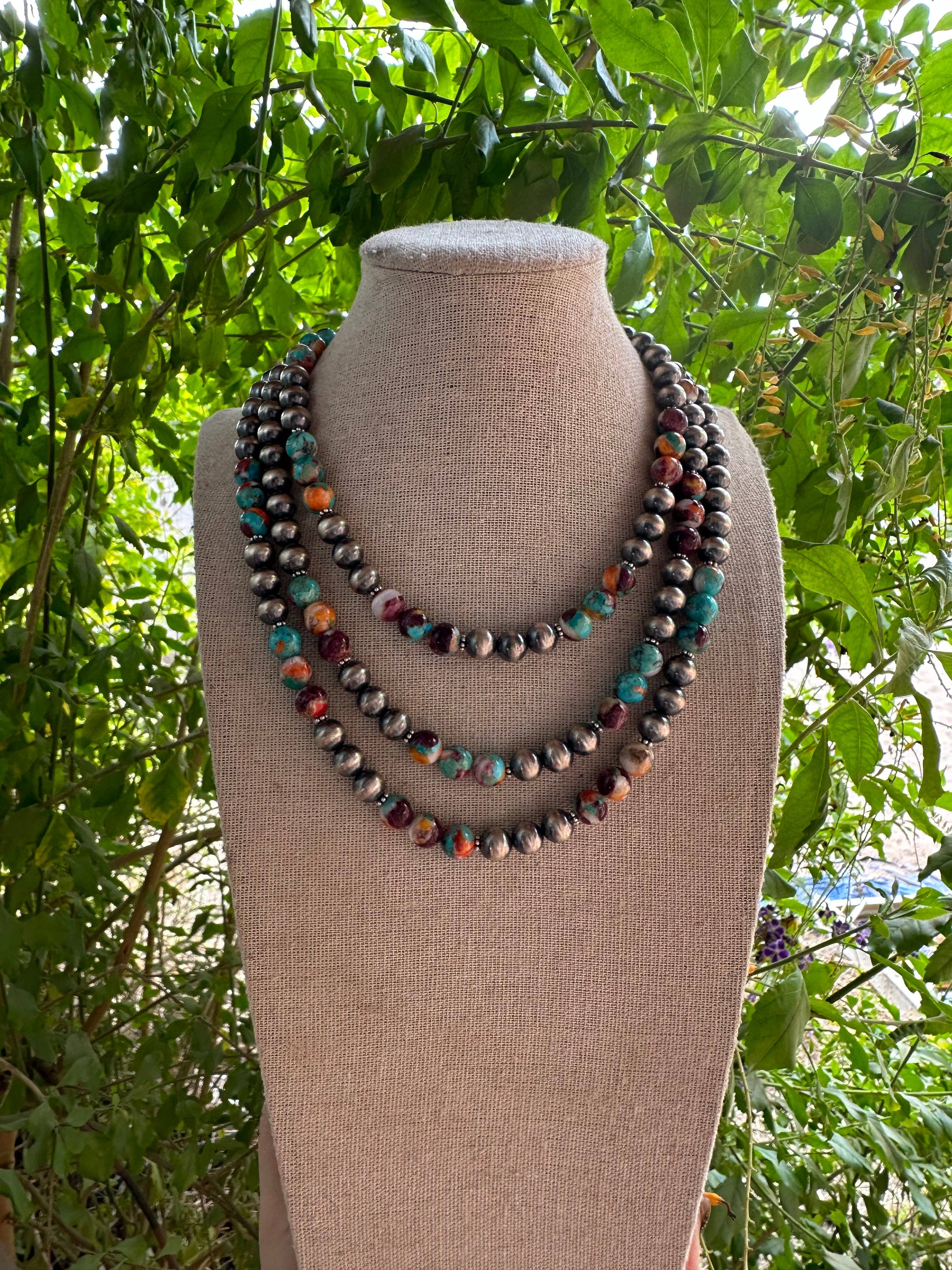 Nizhonitradersllc - Vendita all'ingrosso Collane di perline/perle - Collana artigianale con perline di spezie in argento sterling da 4mm-8mm con estensione di 2 pollici3