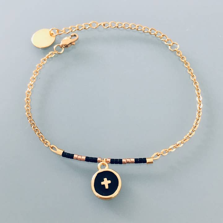 Cross bracelet, women's bracelet plated cross curb for wholesale by Clovers