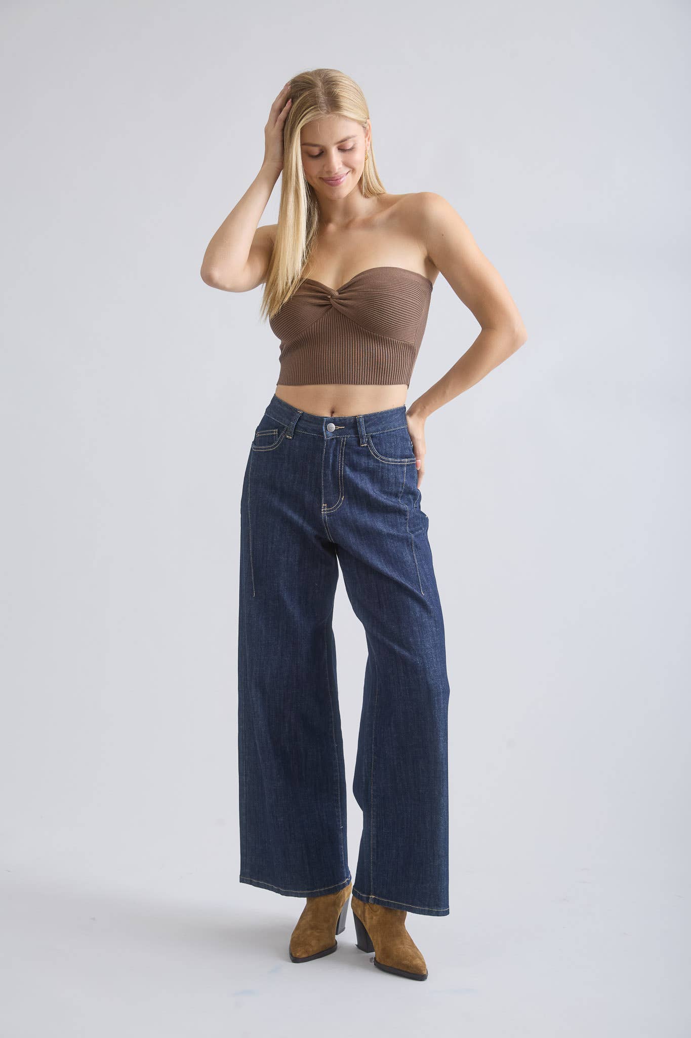 The Workshop Studio - Wholesale Knit Top - Women's - STRAPLESS TWIST FRONT KNIT CROP TOP (PRE-ORDER)21