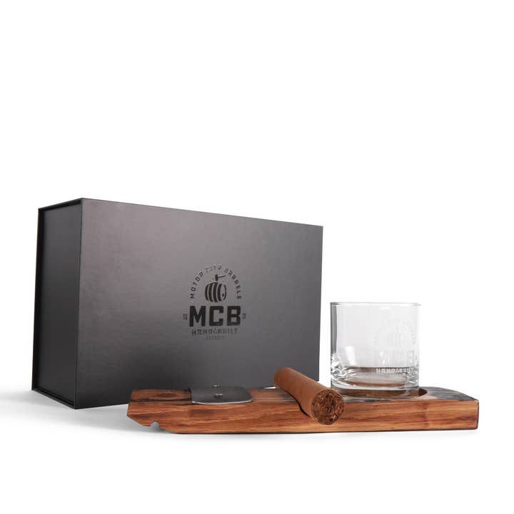 Motor City Barrels – Großhandel Cocktail-/Schnapsglas – Zigarrenhalter mit Rocks-Glas