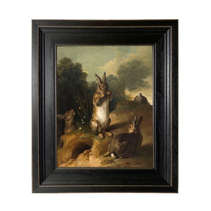 Playful Bunnies Vintage Painting Print on Canvas Wall Art for wholesale by Madison Bay Co. - Historical Home Decor Reproductions