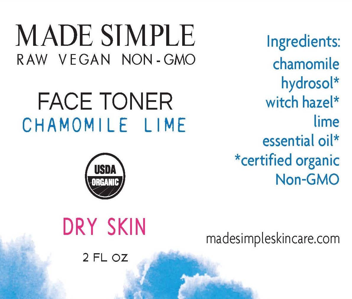 Made Simple Skin Care – Engroshandel Ansigtstoner – Kamille Lime Ansigtstoner til Tør Hud - Økologisk & Vegansk8