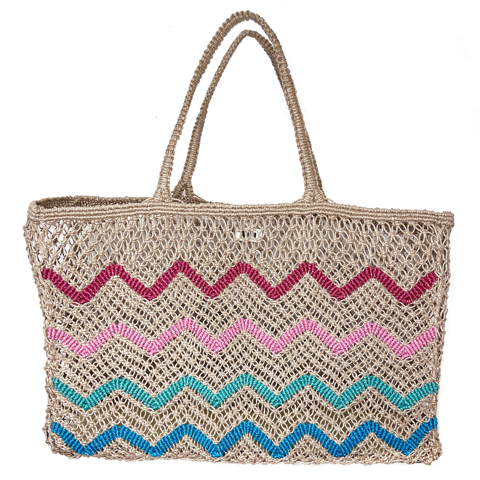 Anju Jewelry - Wholesale Beach Bag - Ibiza Bag - Oversize Jute beach bag  with multicolor waves1