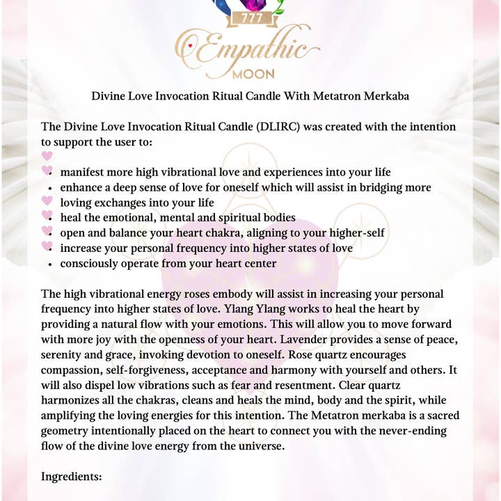 Empathic Moon 777 – Großhandel Opferkerze – Ritualkerze Divine Love | Attract Pure Love | 16 Oz.7