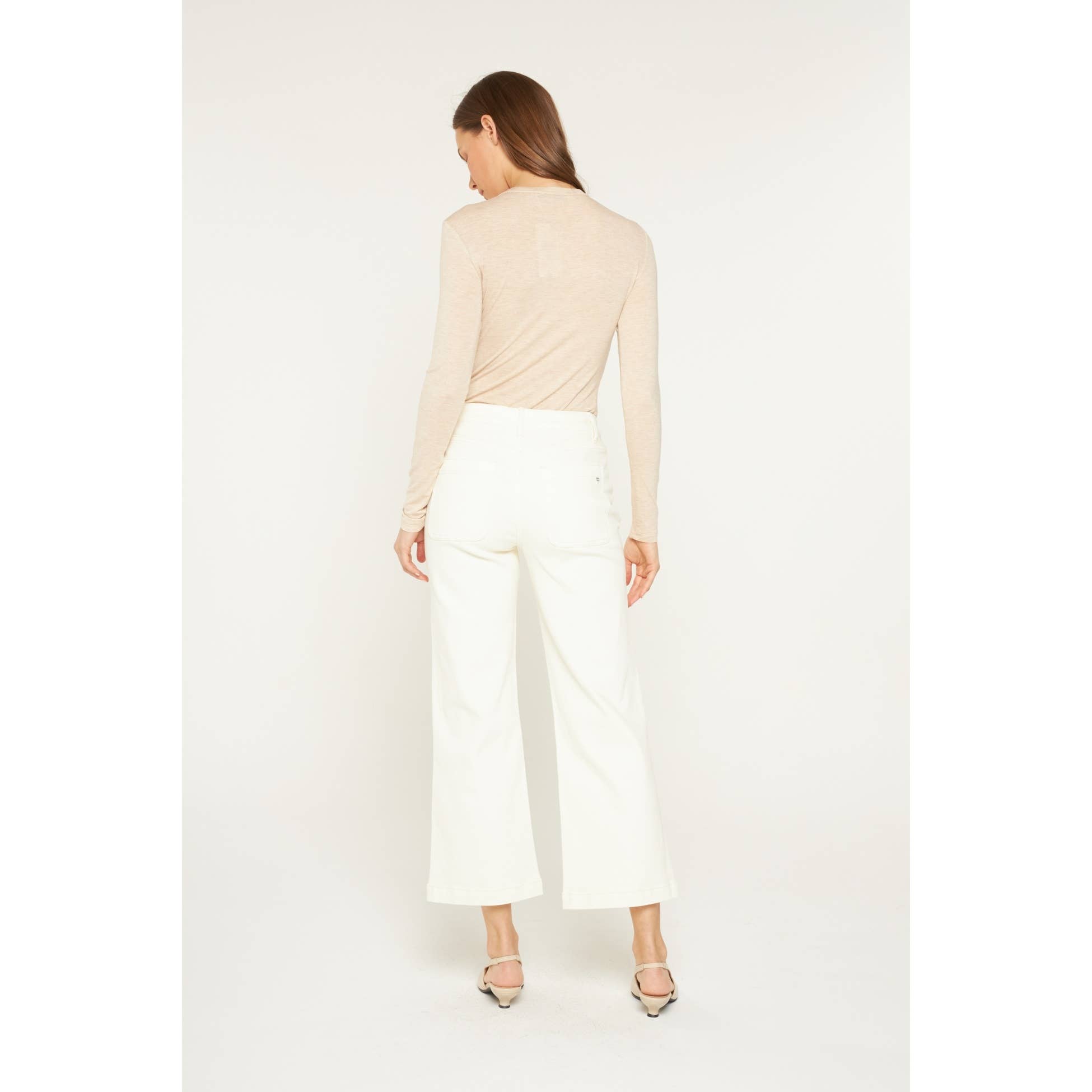 WHITE CHOCOLATE HIGH RISE CROPPED WIDE LEG WITH PATCH PKT for wholesale on Faire5