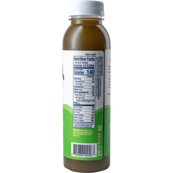 Happy Moose Juice - Vente Jus bien-être/fortifiants - Pomme Bottom Greens - Jus biologique pressé à froid - 350 % Vit. K