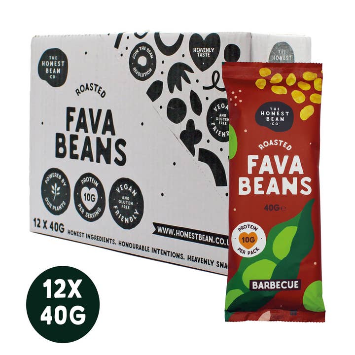 Roasted Fava Bean Snack 'BBQ' 40g for wholesale by The Honest Bean Co