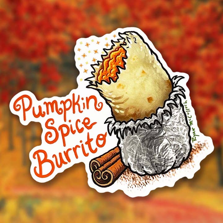 VINYL STICKER: Pumpkin Spice Burrito for wholesale by Ryan McCulloch Art