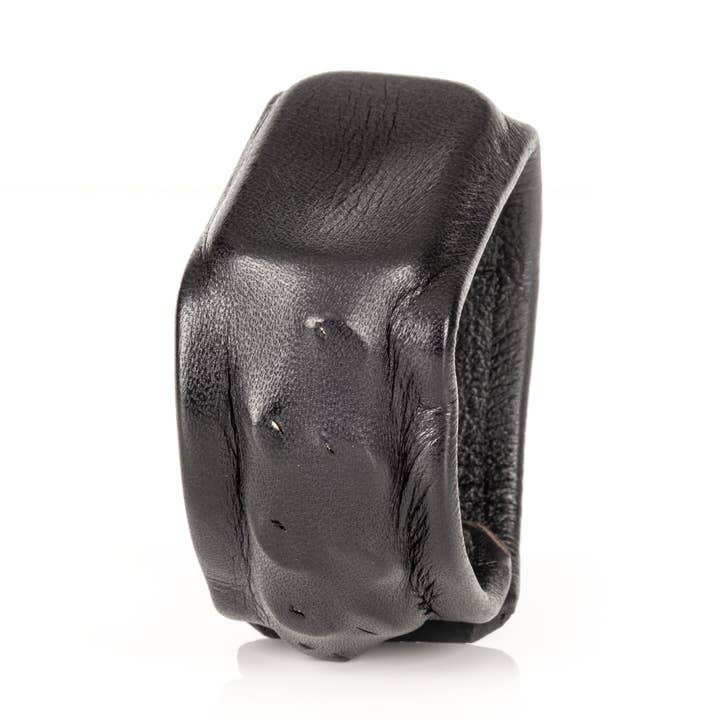 Forged Edge Leather Cuff Handmade Black Men’s Bracelet for wholesale by The Dark Men