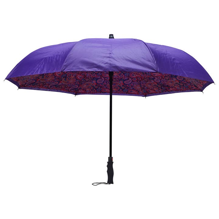 Mark Feldstein & Associates - Wholesale Umbrella - Unisex - Inverted Double-Layer Reversible Umbrella - Purple Paisley