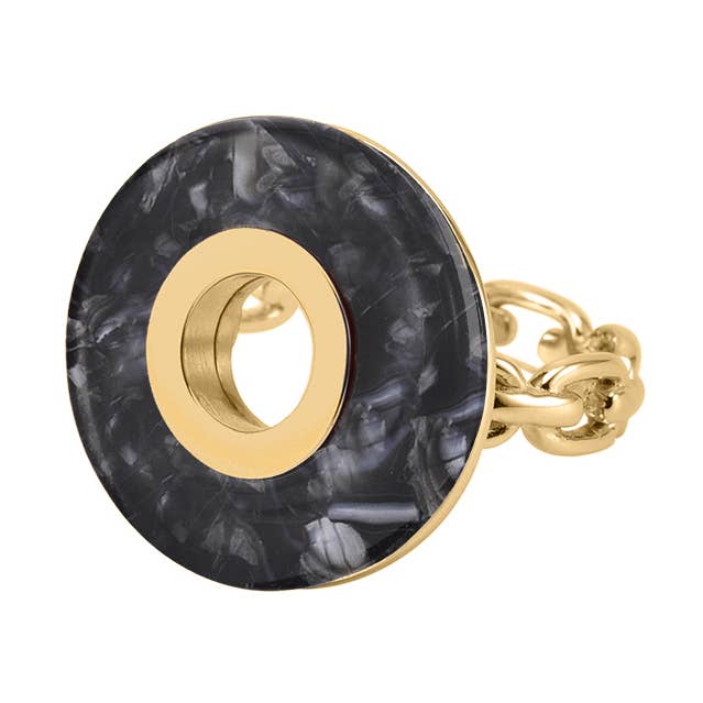 Svart acetatcirkel guld silverring för wholesale av ORUS BIJOUX