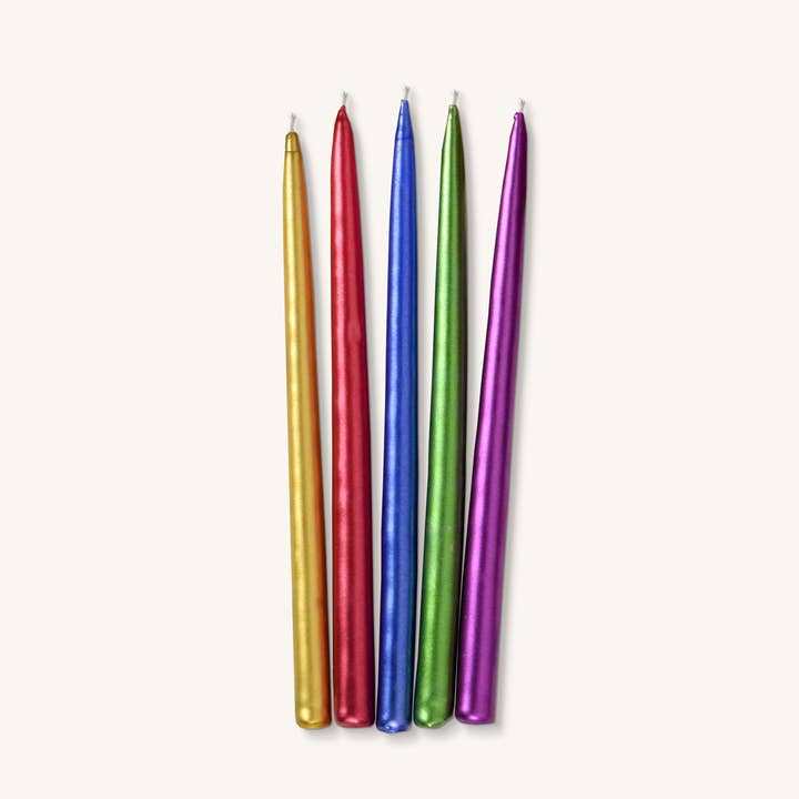 Velas de Janucá, metálicas multicolores, paquete de 45 para venta al por mayor de Ner Mitzvah