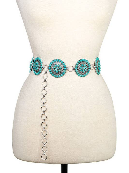 CINTURA A CATENA A MAGLIE TONDA CON ACCENTO FLOREALE per la vendita all'ingrosso da parte di Andrea Bijoux