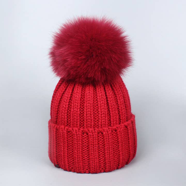 ACCITY - Wholesale Beanie - Women's - Winter Warm Hat with Real Fox Fur Pom Pom_CWAH049841