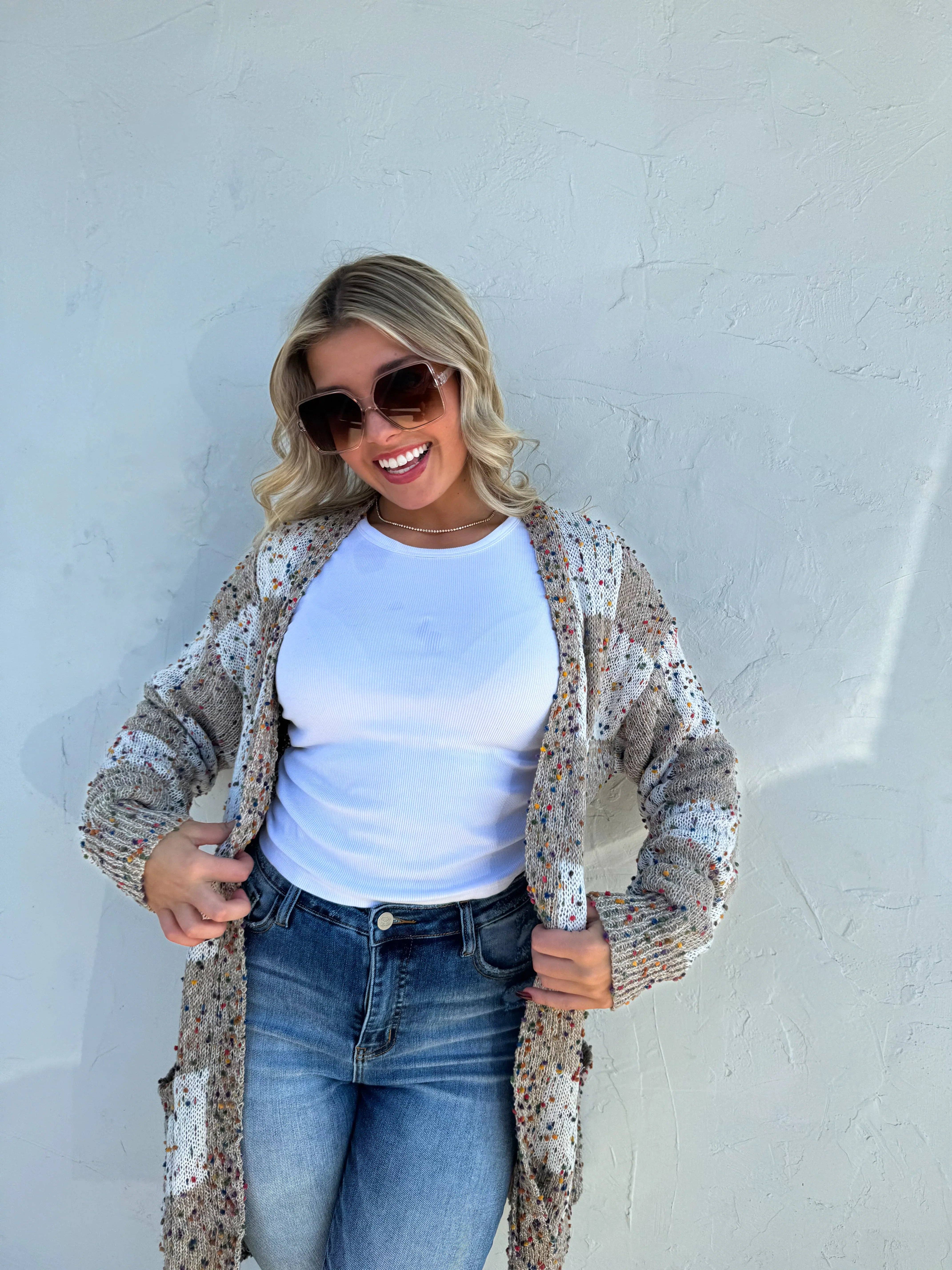 Bella Nova Style Co - Wholesale Cardigan - Women's - PREORDER: Checkered Miley Dot Cardigan in Four Colors13