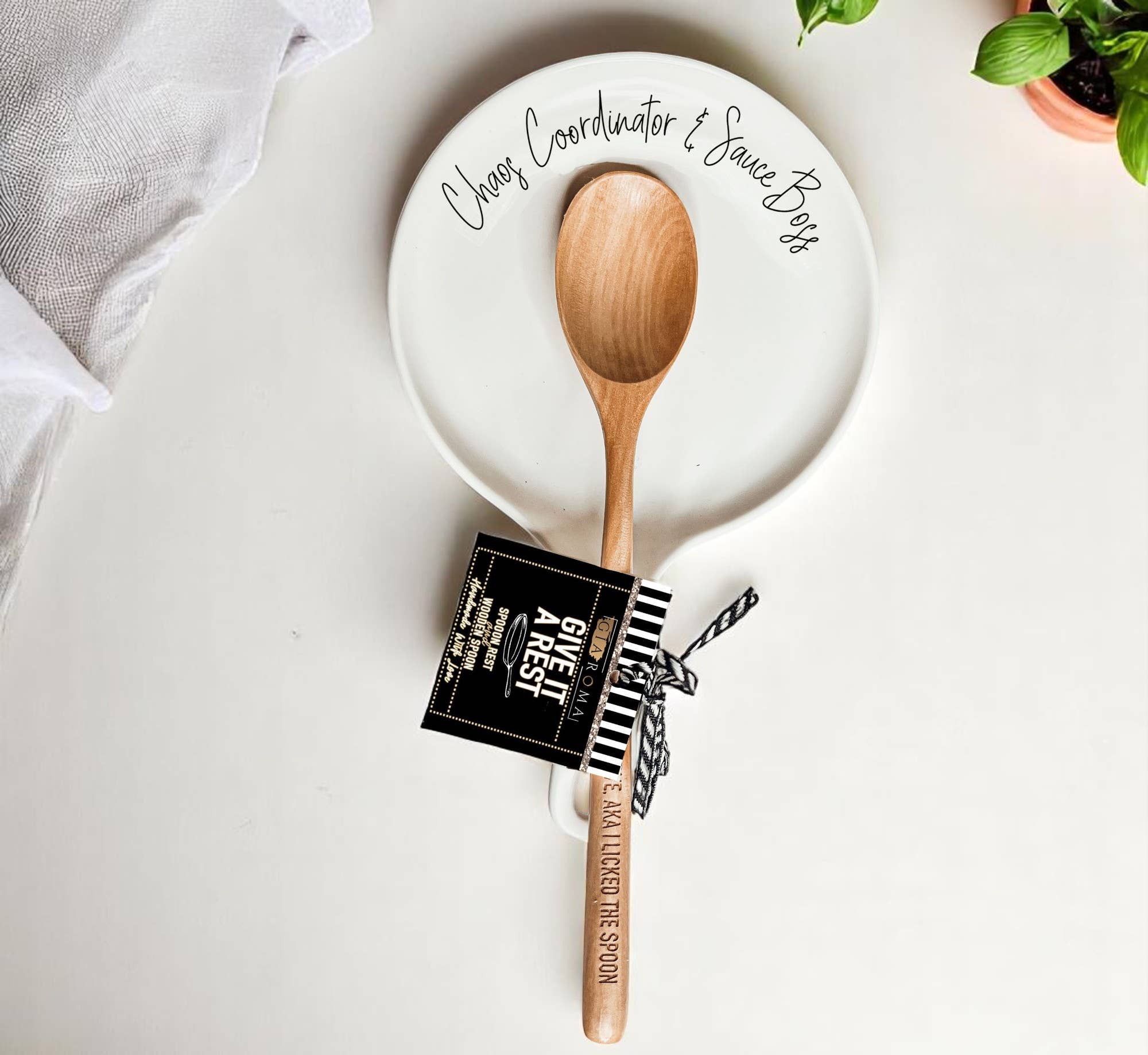 Gia Roma - Wholesale Spoon Rest - Unique Ceramic Spoon Rests & Wooden Spoon Set, Kitchen Gifts3
