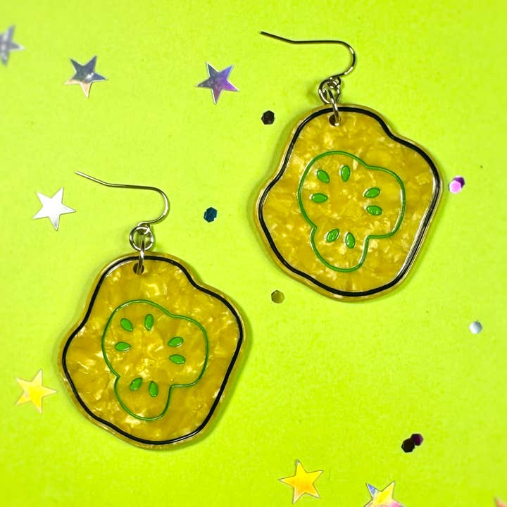 Peach Beast - Wholesale Dangle Earrings - Pickle Chip Statement Earrings0