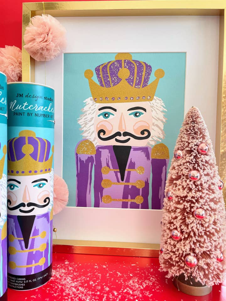 Purple Nutcracker Paint by Number Kit with Glitter Paint for wholesale by JM Design Studio