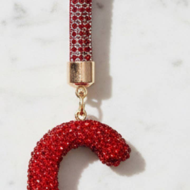 Initial Letter Red Crystal Glam Key Ring & Bag Charm for wholesale on Faire1