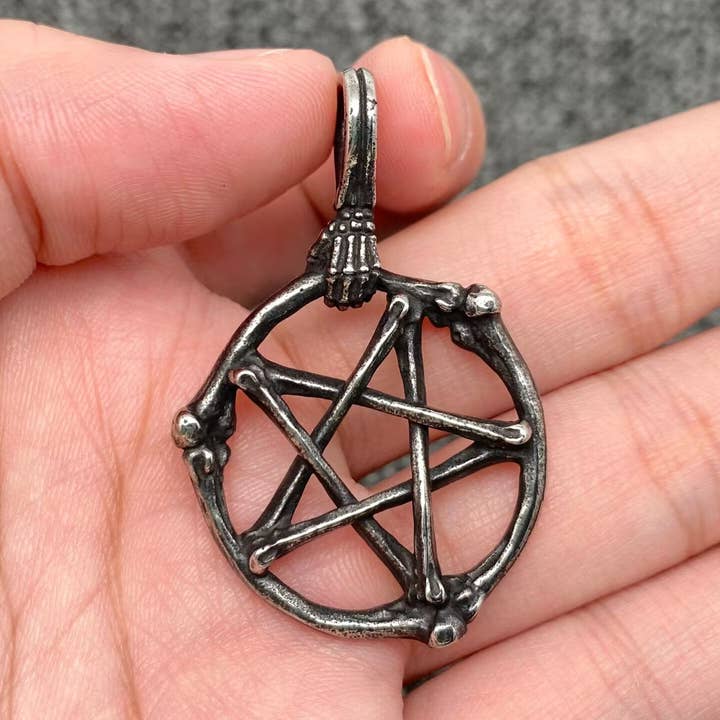 Blackening Stainless Steel Skull Pentagram Pendant - MJ/MNP for wholesale by Mio Queena
