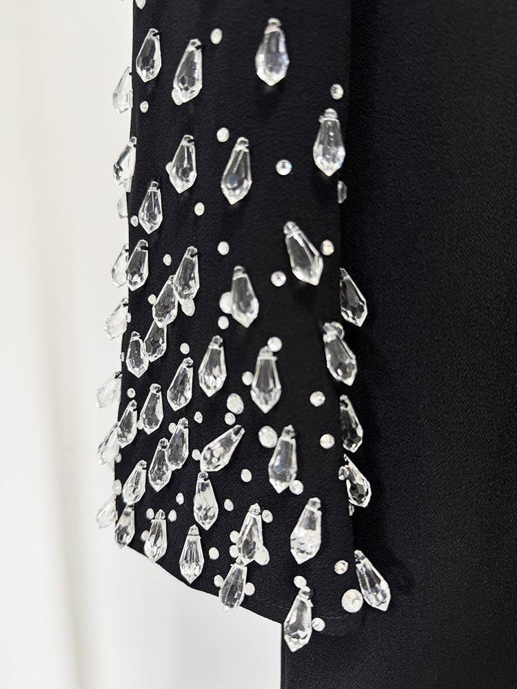 Negro Vestido de noche largo de lujo con pedrería a mano DR860Y 2026 de venta al por mayor en Faire5