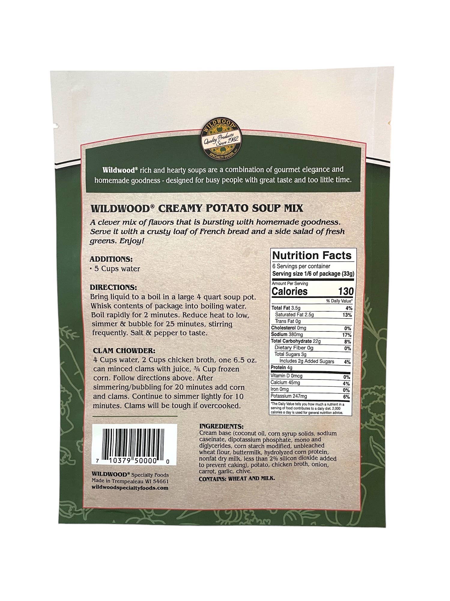 Wildwood Specialty Foods - Vente Soupes - Mélange pour soupe crémeuse de pommes de terre et ciboulette1