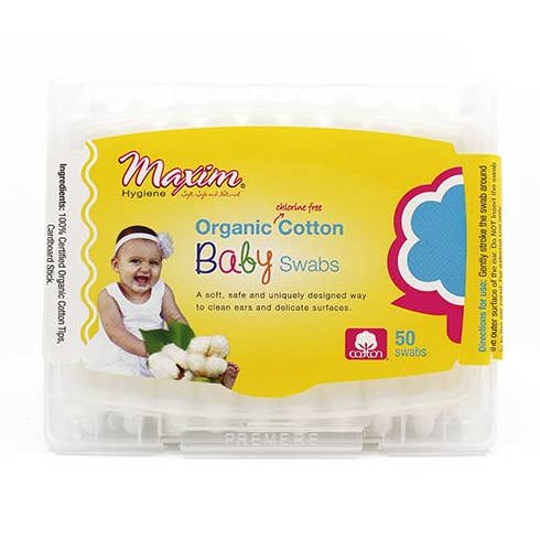 Maxim® 100% Organic Cotton Baby Swabs, Hypoallergenic, 50ct for wholesale by Maxim Hygiene Products
