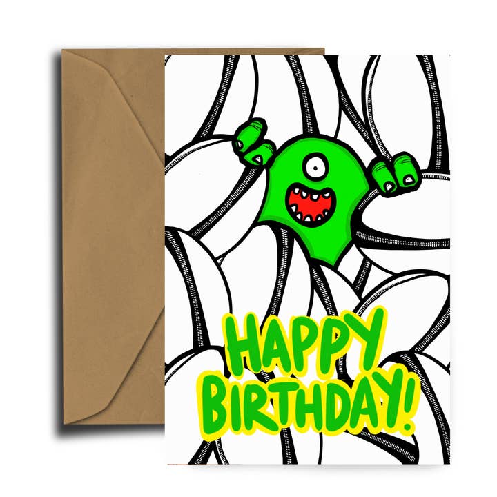 ¡Caray! Monstruo del rugby - Tarjeta de cumpleaños para venta al por mayor de Dixon Does Doodles