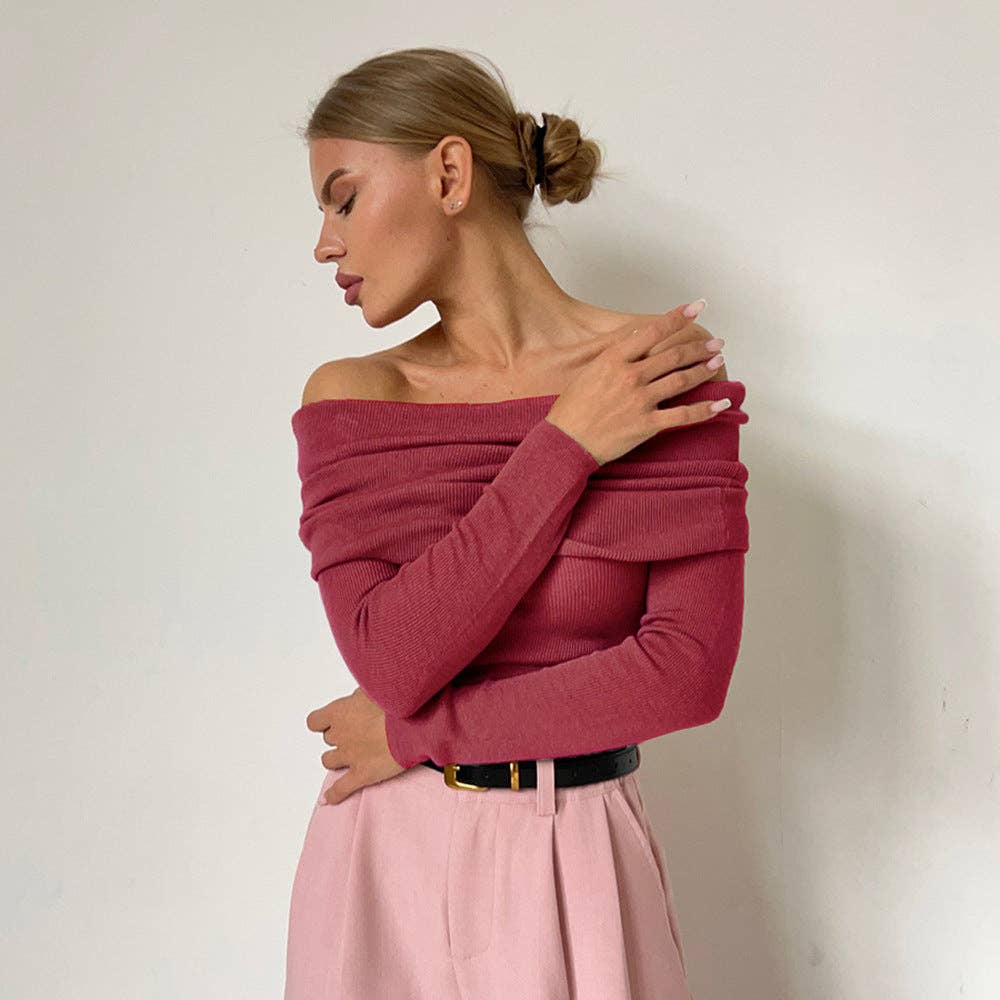 Sweetkama - Vendita all'ingrosso Top in maglia - Donna - Top lavorato a maglia donna a tinta unita con spalle scoperte TX00268