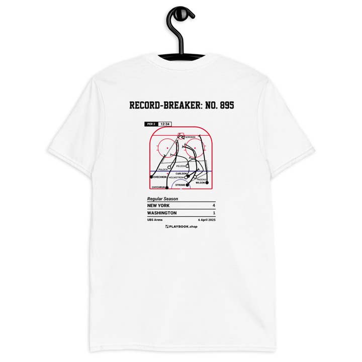 Washington Capitals Größte Tore T-Shirt: Rekordbrecher: Nr. 895 (2025) für den Großhandel von Playbook Products
