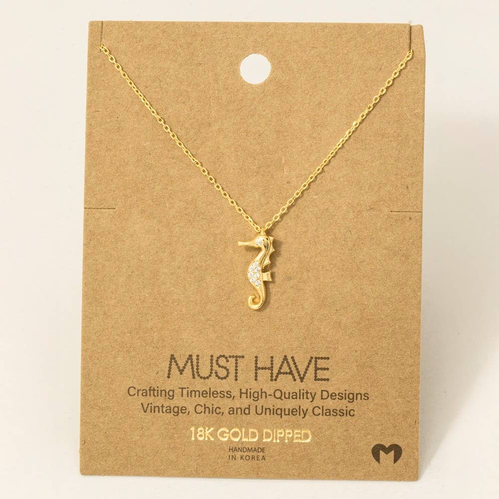 Fame Accessories - Wholesale Pendant/Charm Necklace - Mini Sea Horse Pendant Necklace1