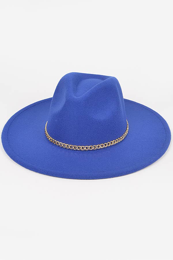 anbfashion - Wholesale Fedora - Women's - Faux Wool Wide Brim Fedora Hat W/Metal Chain8