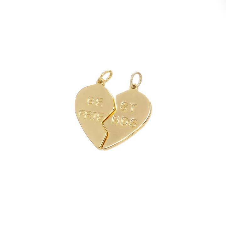 Jewel Pledge - Wholesale Individual Charm/Pendant - Two-Piece His and Hers Gold Heart Charm Valentine's Gift5