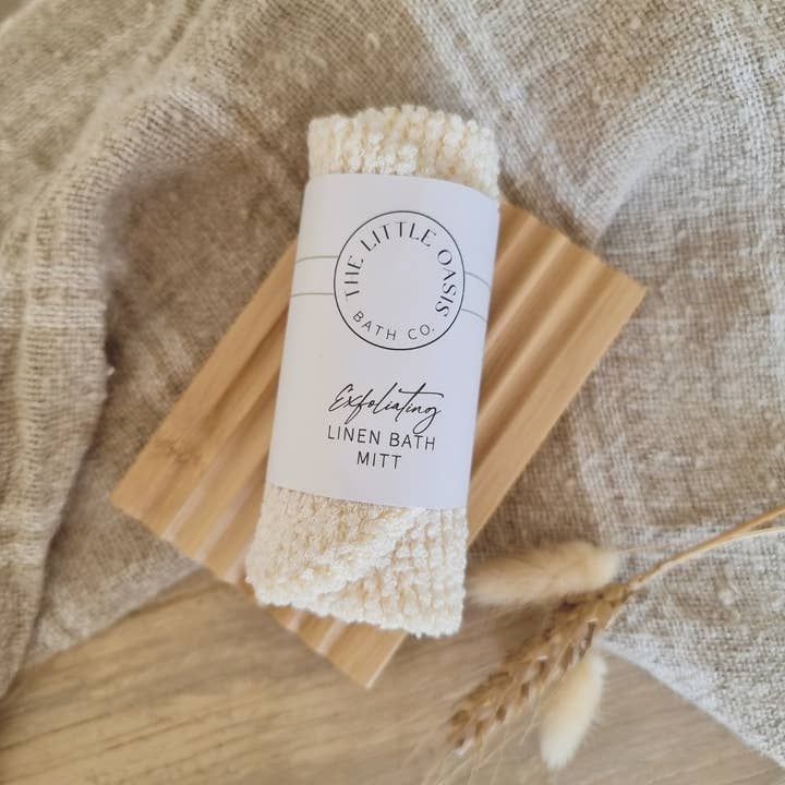 The Little Oasis Bath Co. - Wholesale Exfoliating gloves/mitts - EXFOLIATING LINEN MITT5
