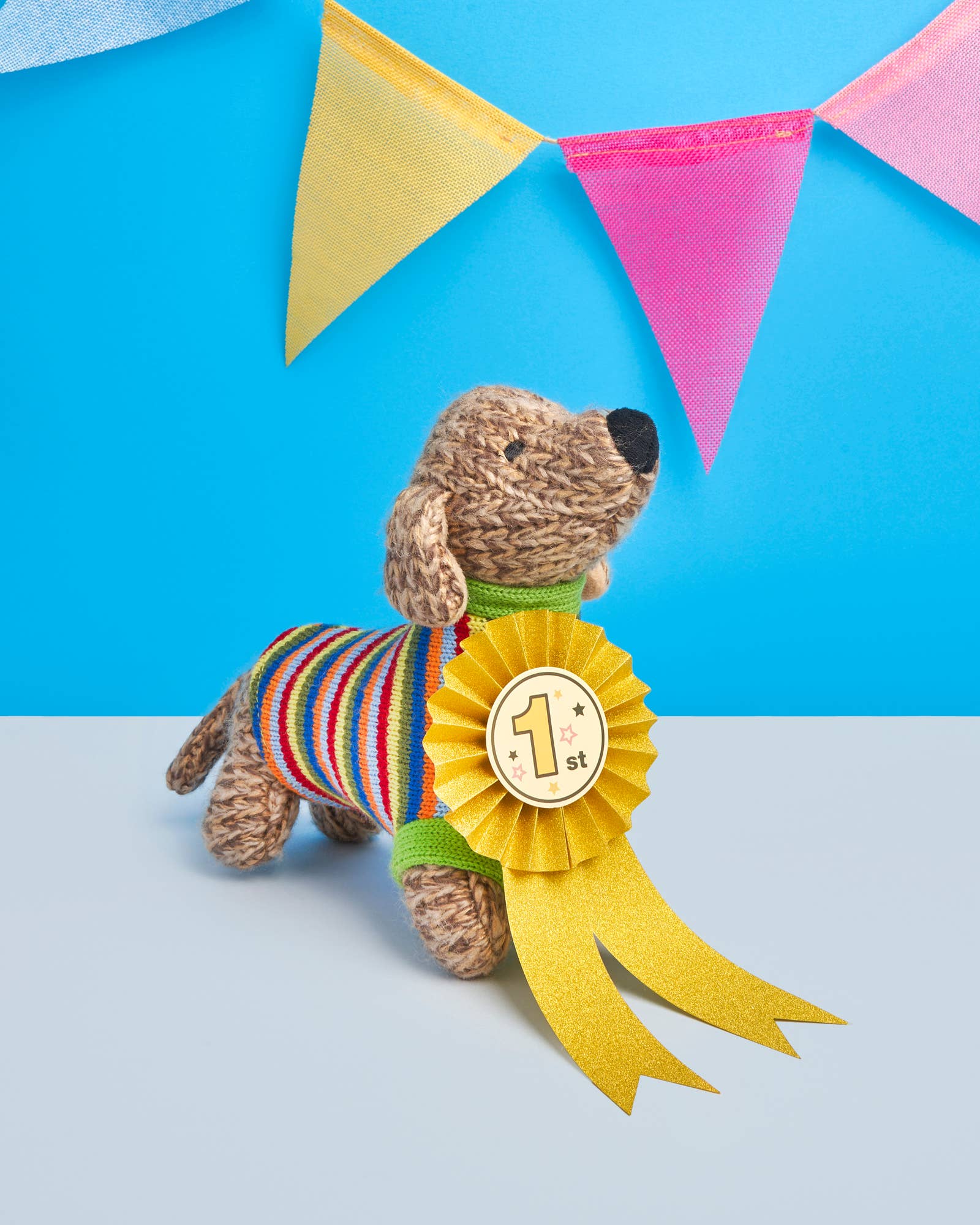 Best Years Ltd – wholesale Stuffed/plush toy – Kids & baby – Knitted Sausage Dog Soft Toy Teddy with Stripe Jumper12