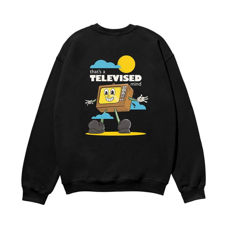 Televised Mind Heavyweight Organic Sweatshirt Black for wholesale by Weekend Concept