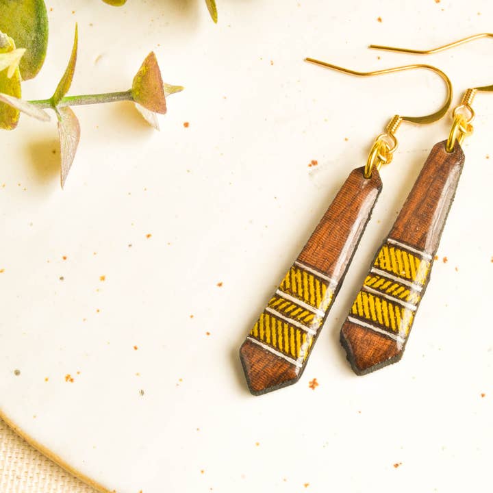 Orecchini Tribal Bar/Boho Orecchini pendenti in legno per la vendita all'ingrosso da parte di Monkey Wood