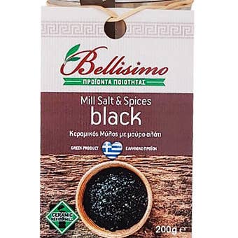 Mill black salt (190 gr) for wholesale by Bellisimo Greek Products