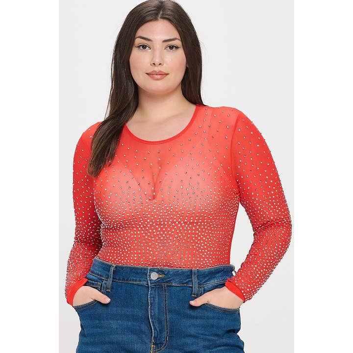 SPARKLE ALLURE MESH PLUS BODY. voor wholesale door Black Pearl Clothing