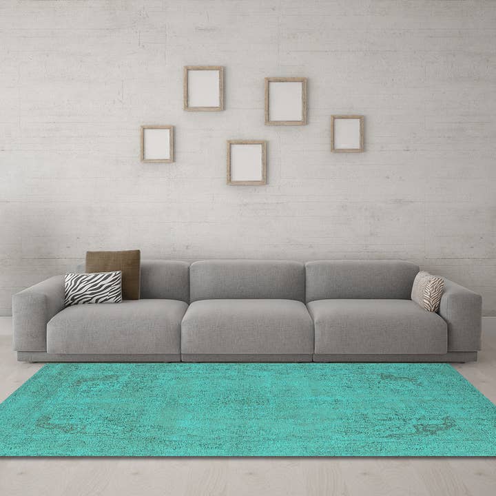 Tapis industriels de couleur turquoise orientale lavables en machine pour la vente par Ahgly