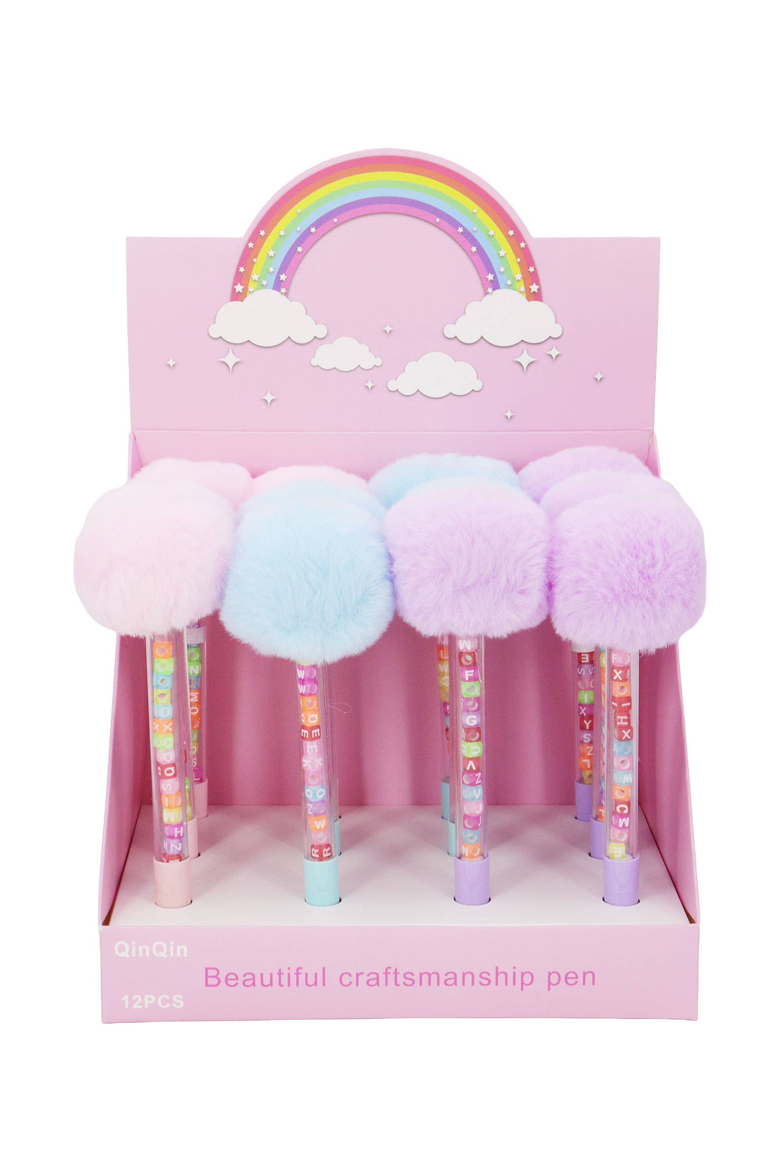 ASSORTED Fuzzy Pom Pom Fairy Stick Alphabet Dice Pen for wholesale on Faire2