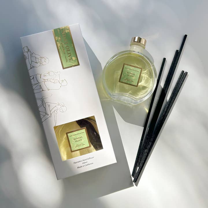 Sunday Olive - Reed Diffuser (w/ New Packaging Box) for wholesale by Kyler Handcrafts and Gifts