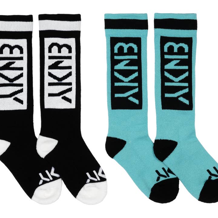 Calcetines de esquí para niños Mounty - Teal y Negro para venta al por mayor de BinkyBro