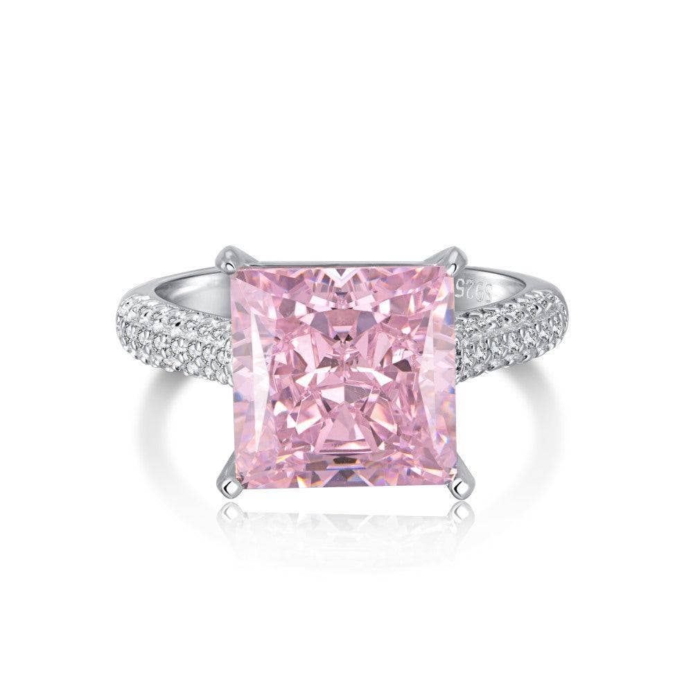 FCJ Jewelry LLC - Wholesale Cocktail/Statement Ring - Sterling Silver Created Pink CZ Square Cut Statement Ring