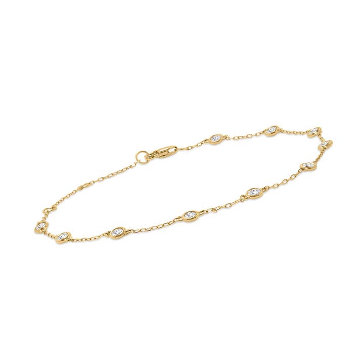 Bisel Pulseira Diamond Station em ouro amarelo 14K 0.25 CTTW Lab por atacado de TimeLe$$ Classics